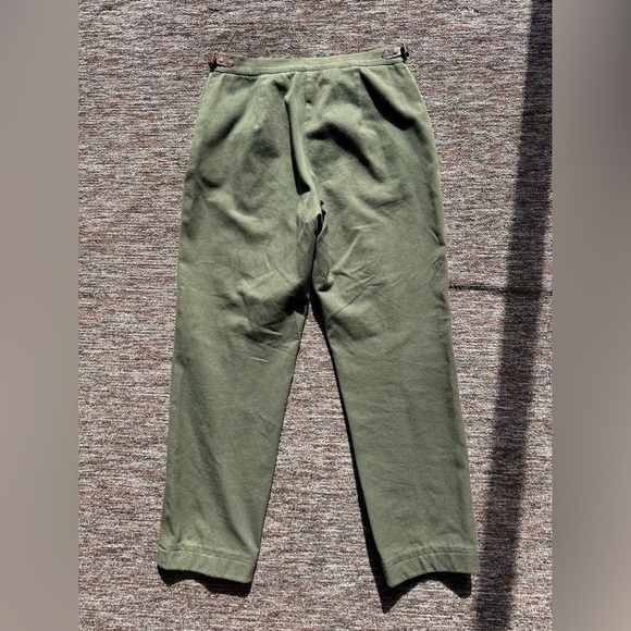 Ralph Lauren Olive Drab Faux Leather Trim Pleated Military Look Pants Womens 4P - Picture 3 of 8